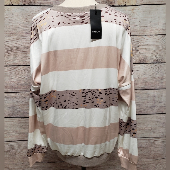 NEW!!! Women's Sheilay soft striped animal print top. Sz.L - Picture 2 of 2